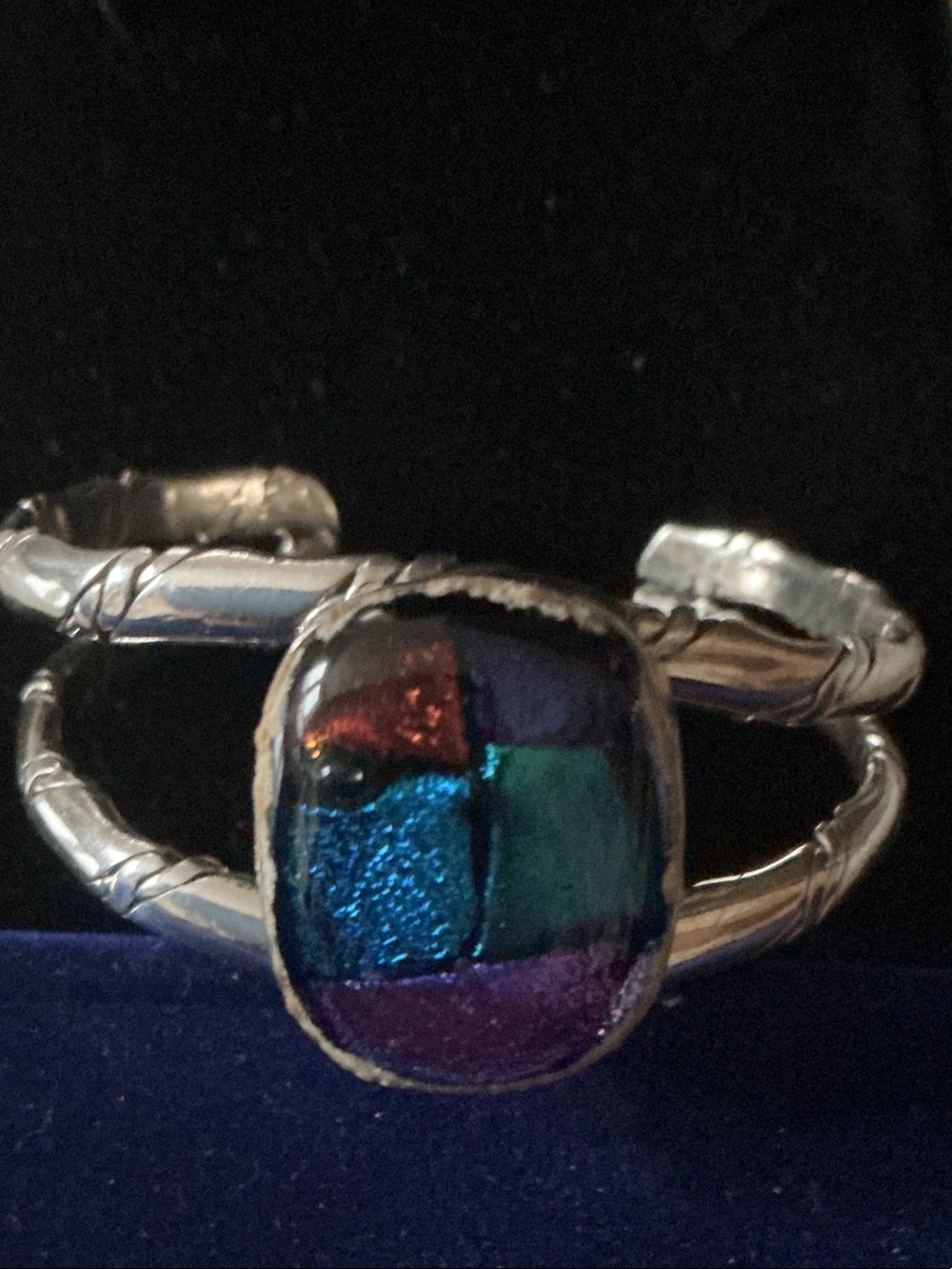 Handcrafted Multicolor Dichroic Glass Cuff Bracelet